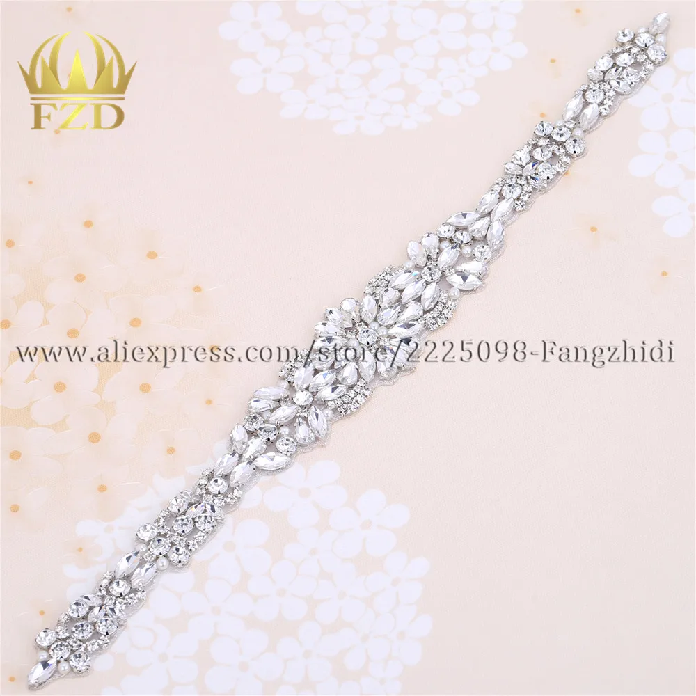 

FZD 1 PIECE Hot Fix beaded bridal belt Rhinestone Applique and Trimming for wedding evening dress DIY Bridal Dresses or Sash