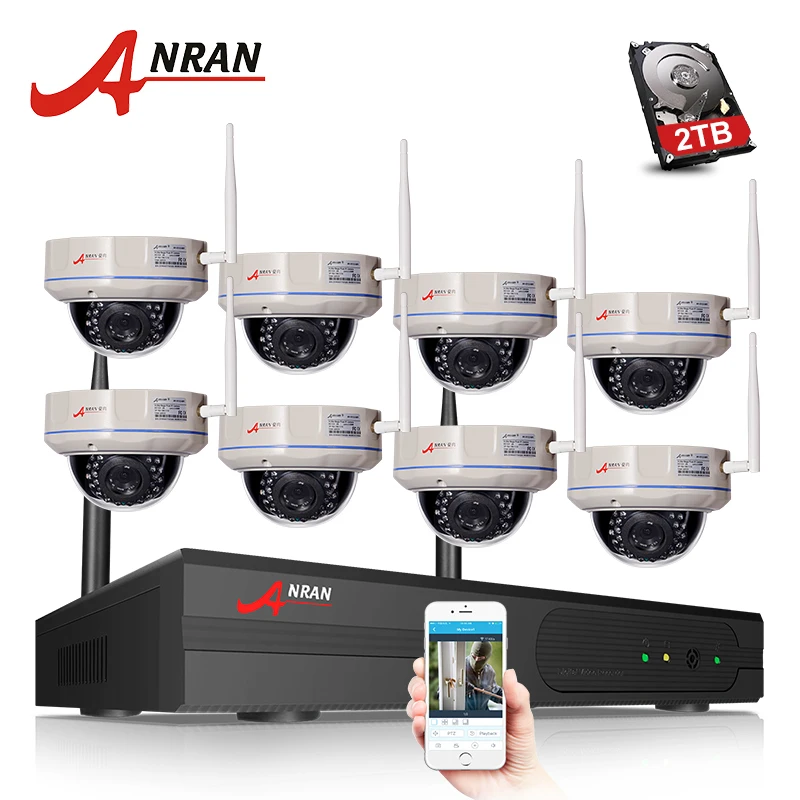 

ANRAN Security P2P 8CH WIFI 30 IR Vandal-proof Dome Video 1.3 MP 960P IP Wireless Camera Home CCTV NVR System Hard Disk