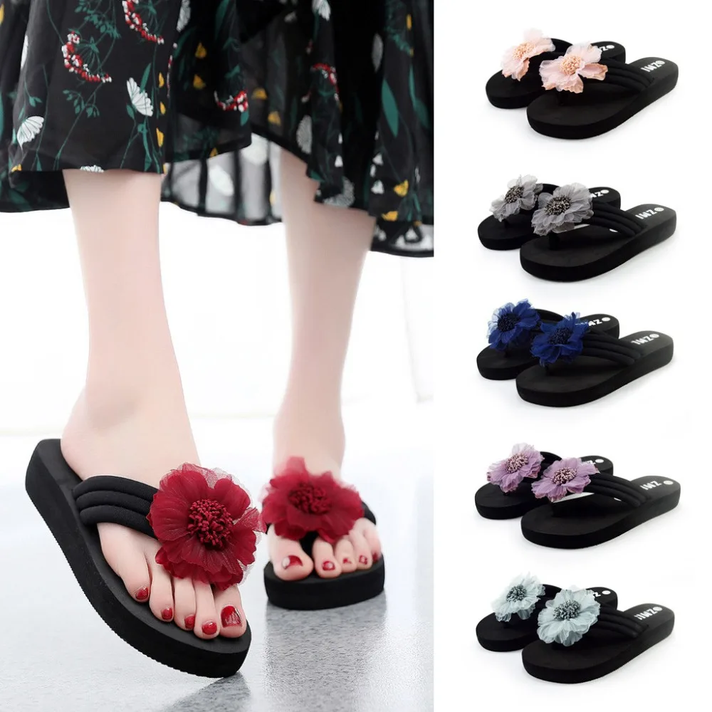 

Women's Flip-flops Shoes Ladies Summer Flowers Home Beach Shoes Sandals Flip Flops Slippers Round Toe Casual Home Shoes