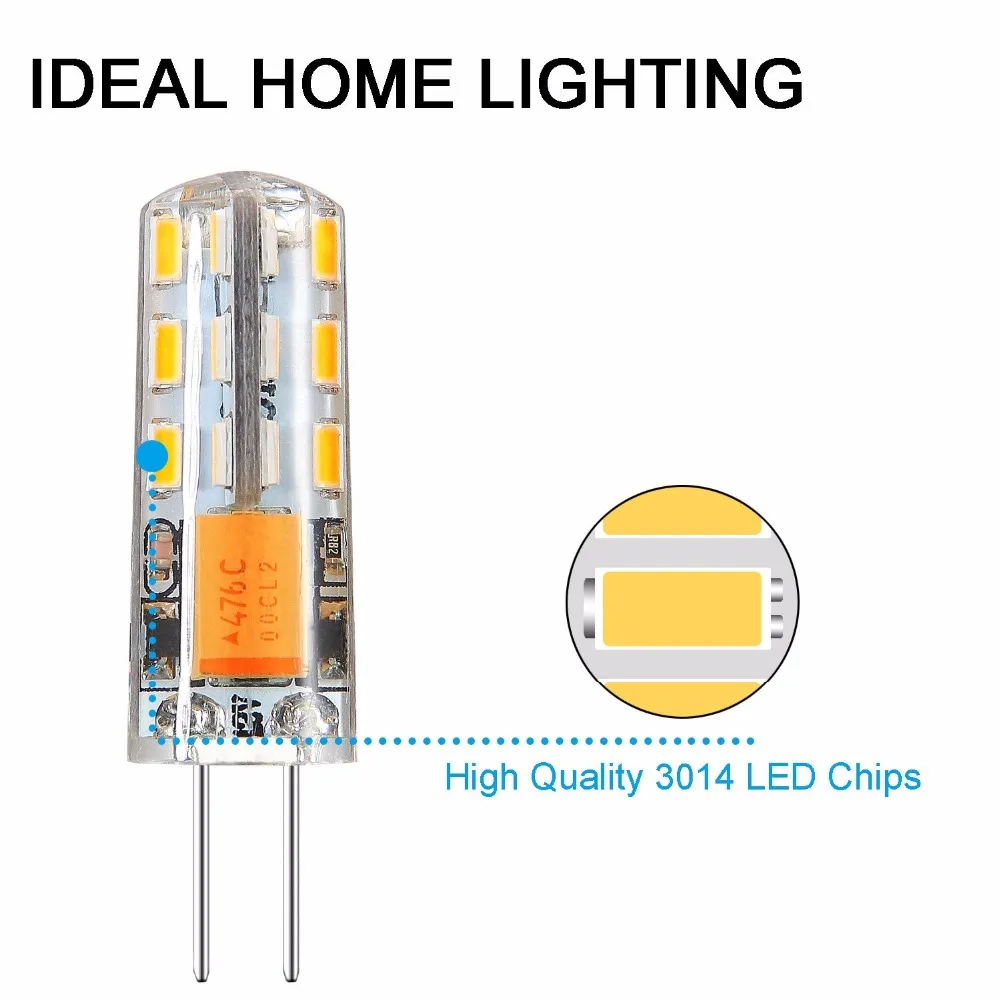 10pcs G4 Base 24 LED Light Bulb Lamp 1.5 Watt AC DC 12V/10-20V Non-dimmable Equivalent to 10W T3 Halogen Track Replac ST134 | Лампы и
