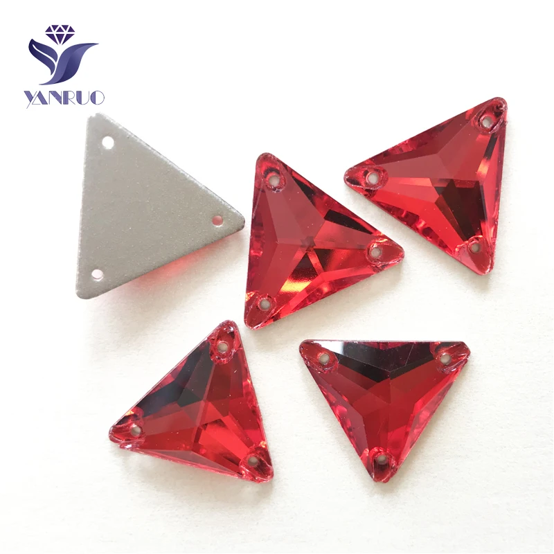 

YANRUO 3270 All Sizes Light Siam Triangle Top Stones Strass Sew On Rhinestone Crystal Flatback For Bags Decoration