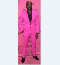 New Arrival Groomsmen Shawl Lapel Groom Tuxedos Hot Pink Men Suits Wedding Best Man Jacket Pants