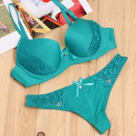 Sexy Bra Set Cheap High quality Bra And Thong Sets Solid Patchwork Lace Underwear Set for Women Push Up sexy bra and panty Bra & Brief Sets