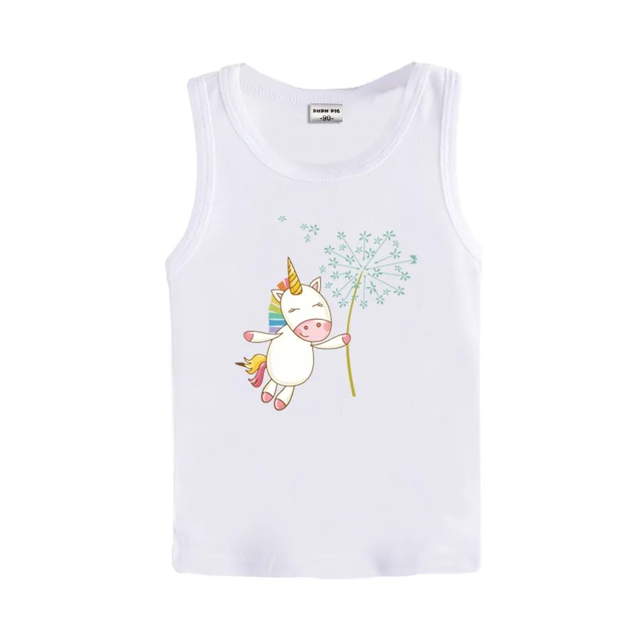 

DMDM PIG Unicorn T Shirt Girl Tshirt Children Cotton Tops Baby Sleeveless T-Shirt For Girls Tee Shirt Enfant 3 4 5 6 7 8 Years