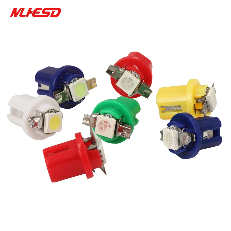 10 шт. авто светодиодный T5 B8.5 B8.5D BAX10d 5050 1 SMD 12V автомобиль приборной панели
