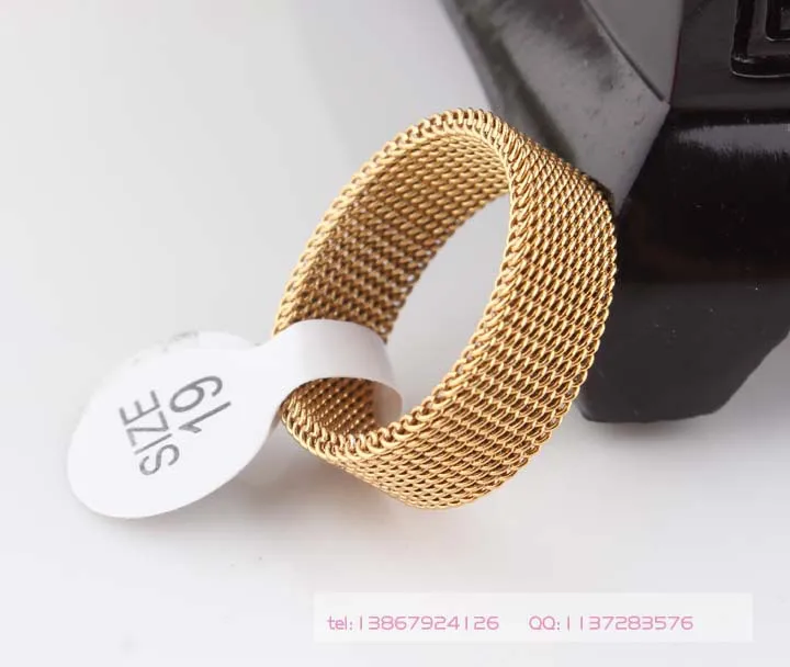 

8mm gold color soft mesh Titanium steel ring, Indulgent rings for men and women, 316L Stainless steel rings jewelry wholesale