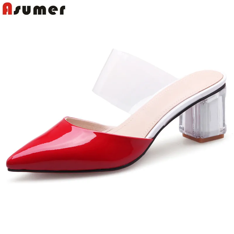 

ASUMER 2019 hot sale new shoes woman pointed toe shallow high heels shoes summer new shoes mixed colors sandals women big size