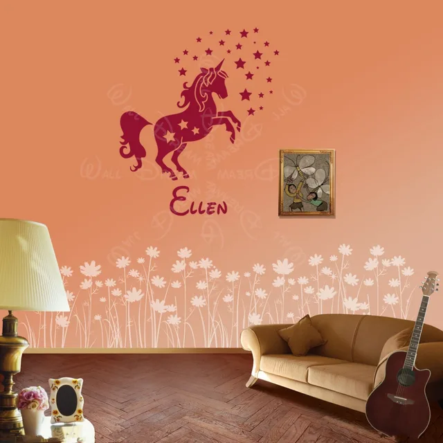 custom name personalized charming horse wall sticker unicorn wall