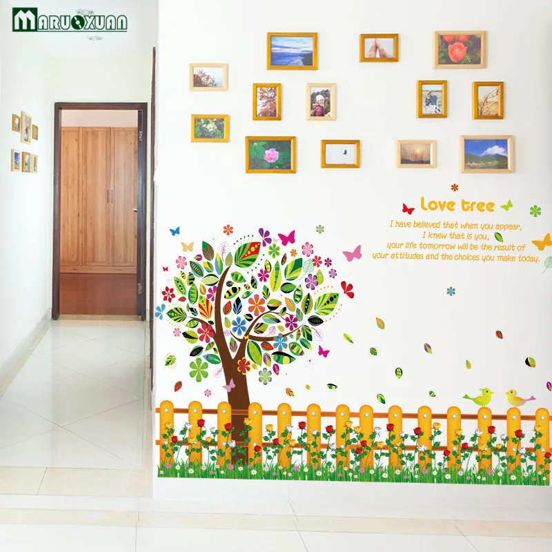 YunXi Plant Fence Flower Tree Sticker Bench Bed Bedroom Living Room Background Decorative Waterproof Wall Stickers 100*65CM | Дом и сад