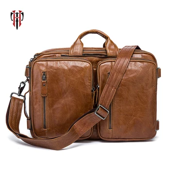 

TIANHOO multifunction traveling messenger man bags Genuine leather shoulder bag & retro style oil wax leather bags