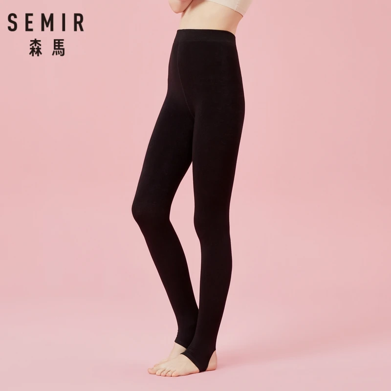 SEMIR женские Матовые непрозрачные колготки с флисовой подкладкой черные