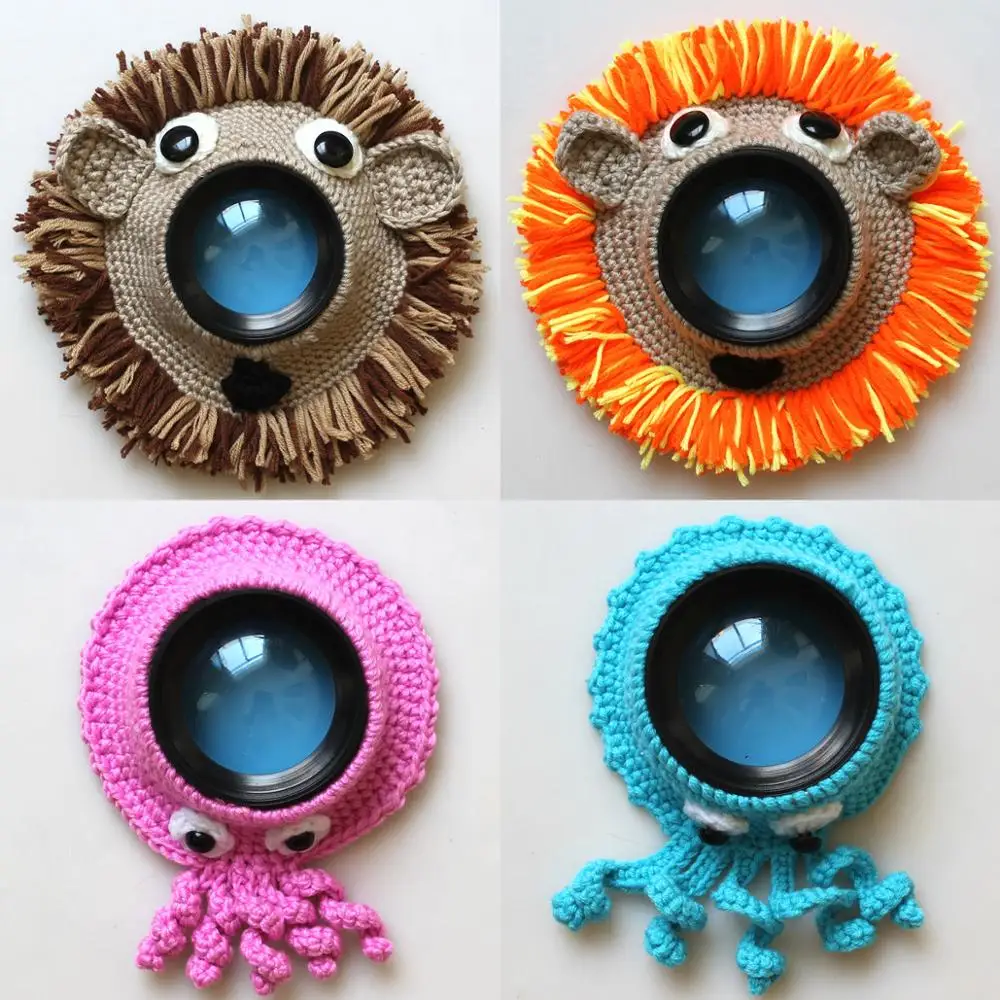 

Hot Animal Camera Buddies Lens Accessory for Child/Kid/Pet Photography Knitted Lion Octopus Teaser Toy Lens Posing Photo Props