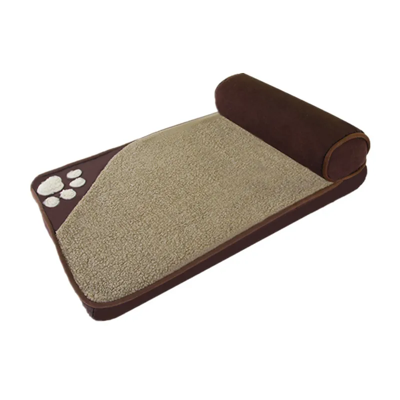 fine joy Pt Dog Bed Blue Brown Dog House Sofa Kennel Square Pillow For Large Dogs Cat House Beds Mat Pet Supplies