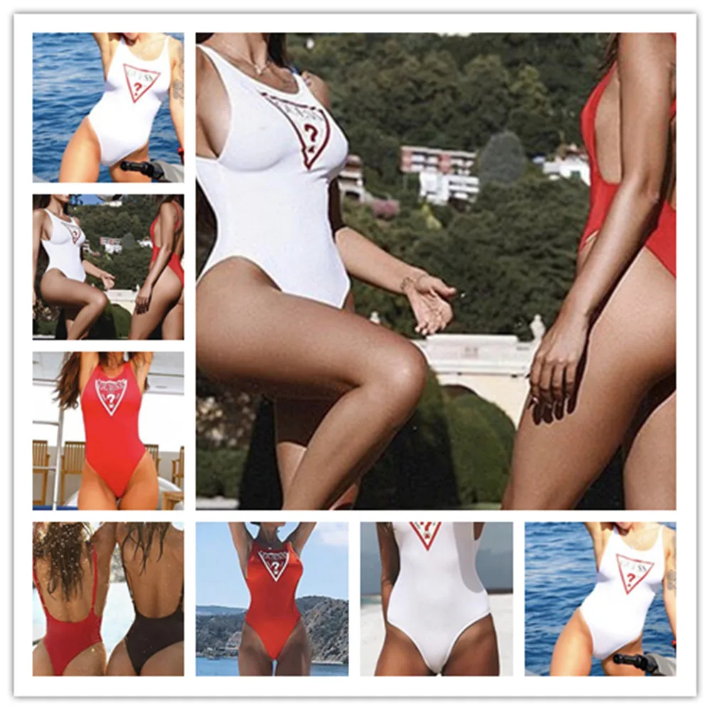 

Sexy Letter Print Bikini Women One Piece Swimsuit Monokini Fashion Swimsuit One-Piece Suits Thong Backless Bathing Suis Swimwear
