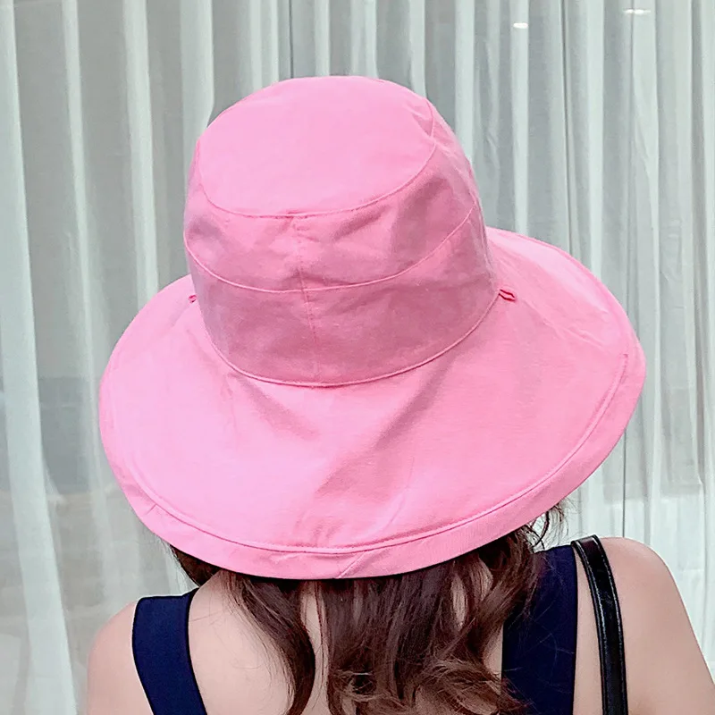GEERSIDAN الصيف كبيرة حافة النساء دلو القبعات أزياء السيدات قبعة الشمس حوض كاب في الهواء الطلق فوق البنفسجية حماية قبعة المتاحة على كلا الجانبين