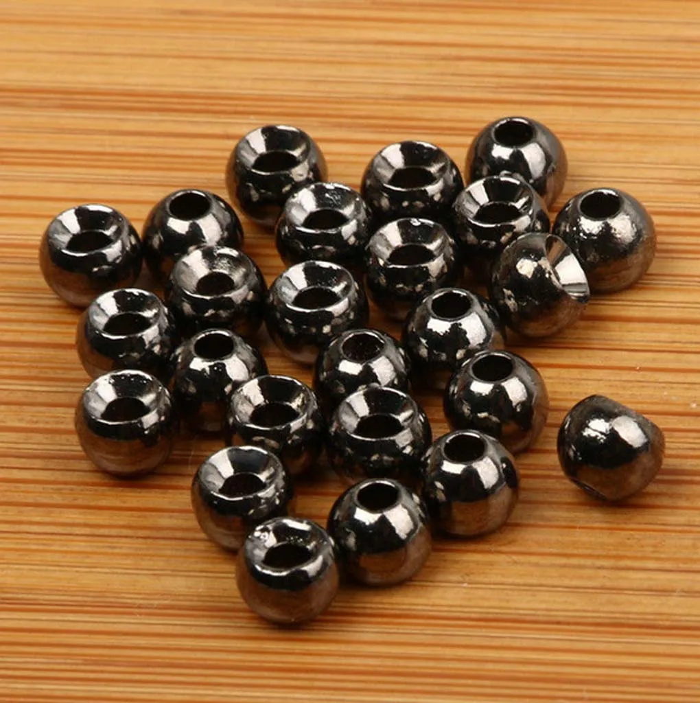 50pcs Tungsten Slotted Tying Beads Nymph Head Ball Beads Gold& Black Fishing Accessories Senuelos de pesca leurres de peche