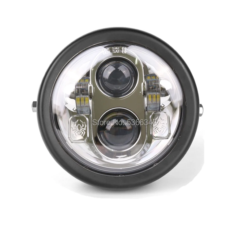 1PC5-3/4 Sealed Beam LED Motorcycle Headlight Hi/Low Beam for Harley Street 750 Fourty Eight XL883L Dyna Wide Glide Sportster 72