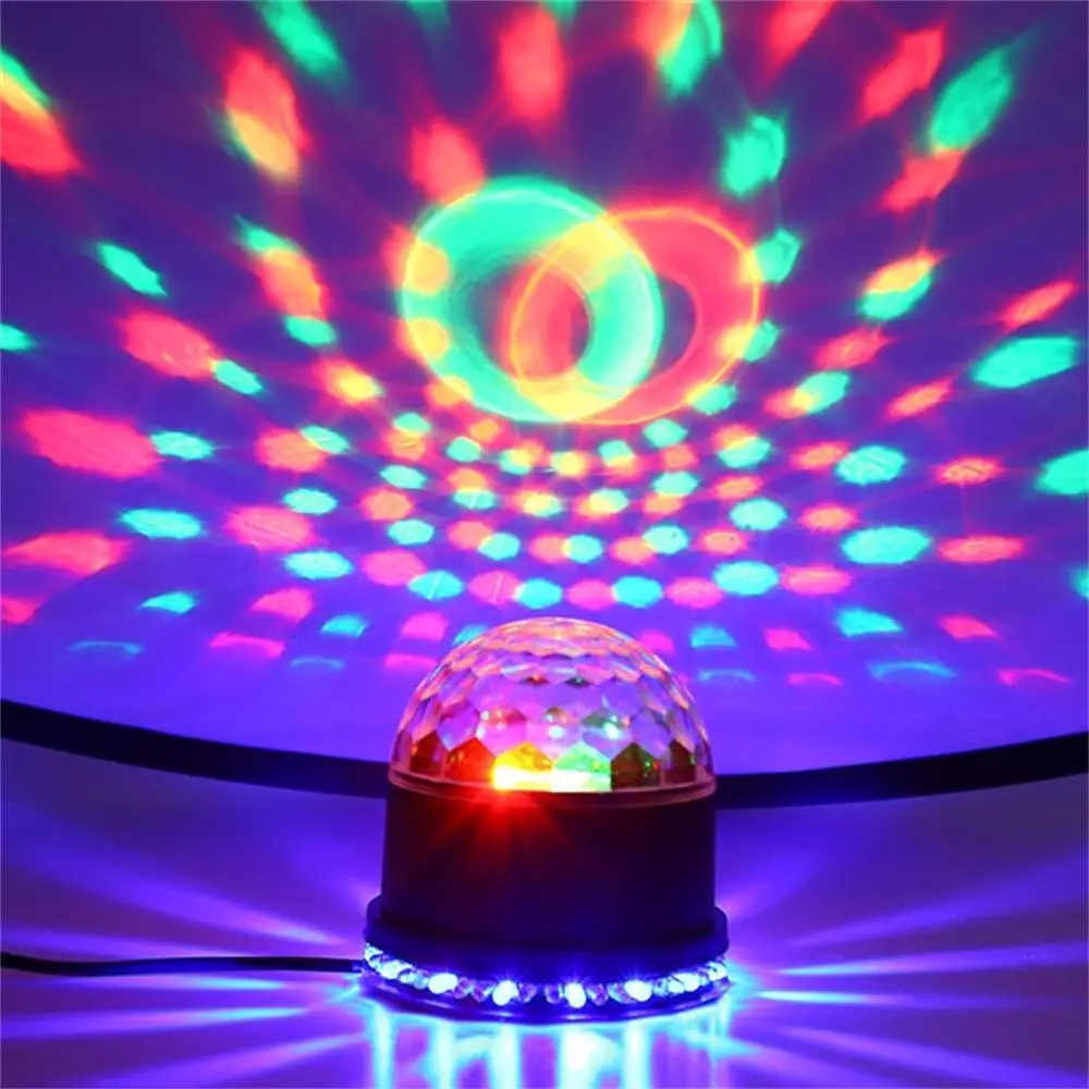 

2017 New 15W LED Color Change Stage light Sound Actived Projector RGB Mini Lamp 2 in 1 Rotating Party Ball Light Free shipping