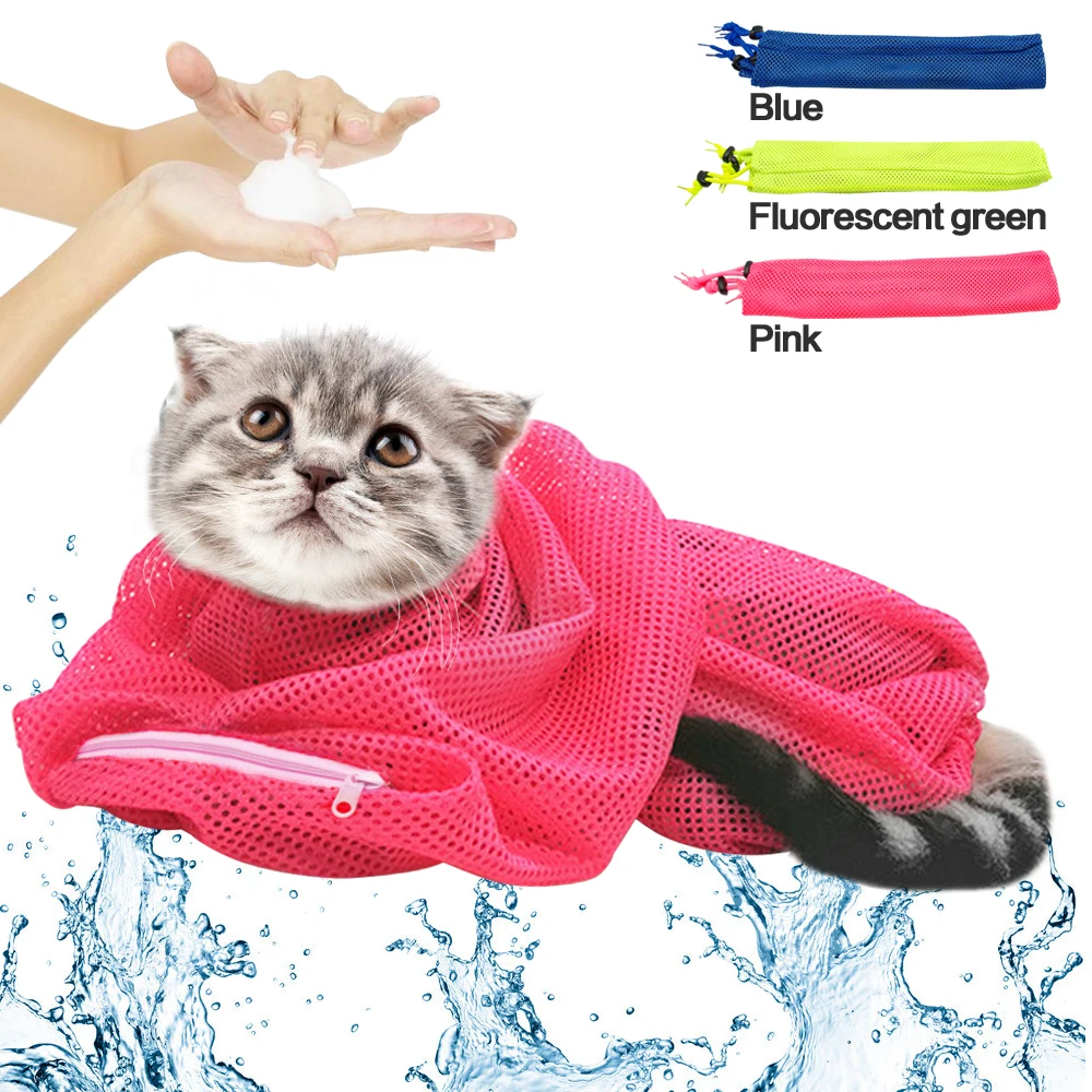 

Mesh Cat Grooming Bag Cats Bathing Bags No Scratching Biting Restraint for Bath Nail Trimming Injecting Examing