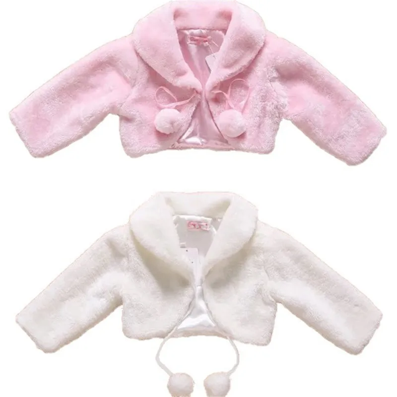 YOOJIA Baby Girls Faux Fur Cadigan Bolero Wedding Jacket Shrug Baptism Coat Wedding Birthday Party Formal Dress Cover up