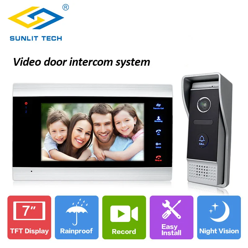 7 Inch Wired Touch Screen LCD Indoor Monitors Video Door Phone Intercom Door Access System For Home Gate Entry Security Kit