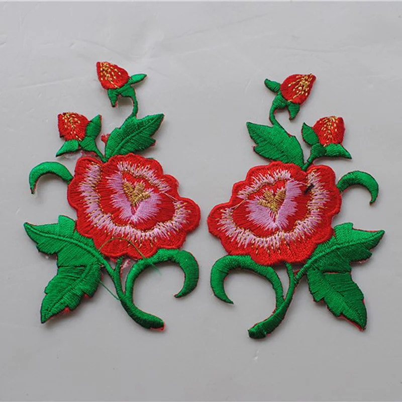 Iron On Flower Appliques Mirror Pair Patches Vintage Opera Floral Trim
