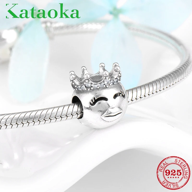 Сказочное серебро 925 пробы красивая корона принцессы CZ бисер подходит для