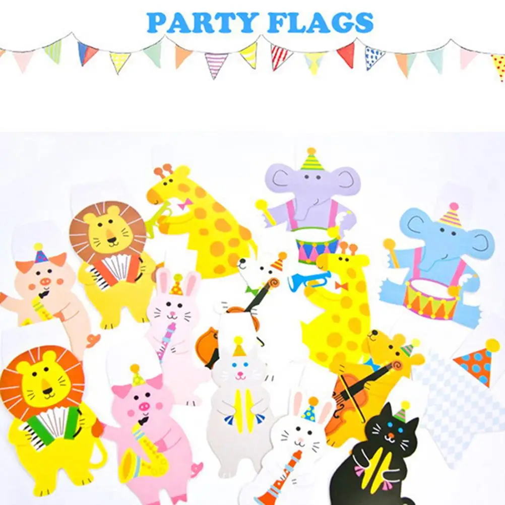 Us 156 32 Off15 Pcs Kartu Kartun Ulang Tahun Dekorasi Banner Hewan Anak Anak Keluarga Besar Yang Bahagia Bayi Shower Pesta Bendera 2 M In Spanduk