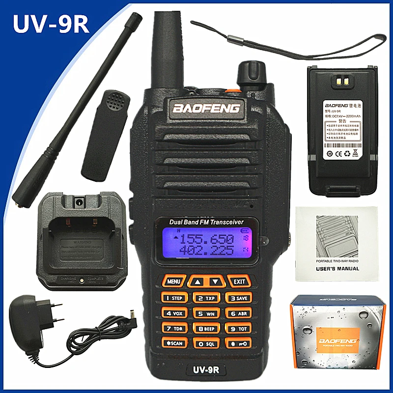 

8W Baofeng UV-9R Waterproof Walkie Talkie for Portable CB Ham Radio Station 10 km Two Way Radio UHF VHF Intercom FM Transceiver
