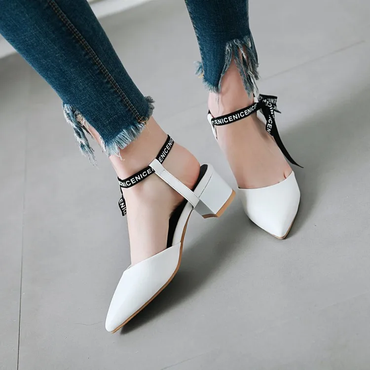 

2019 autumn new fashion simple solid color pointed toe high heels women retro style comfortable wild casual high heels