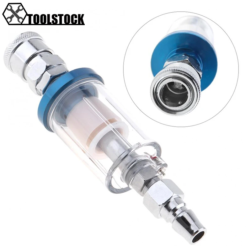 

1/4 Inch Small Oil Water Separator Air Filter with Pressure Feed Type and Quick Connector for Pneumatic Spray Gun