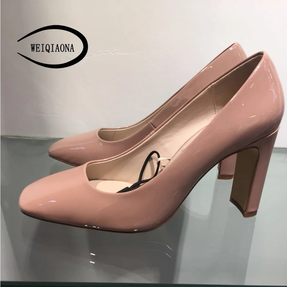 

WEIQIAONA 2018 New Candy Colors Fashion Women Shoes Pumps High Heels Shoes Elegant OL Squared Toe Wedding Shoes Ladies Shoes