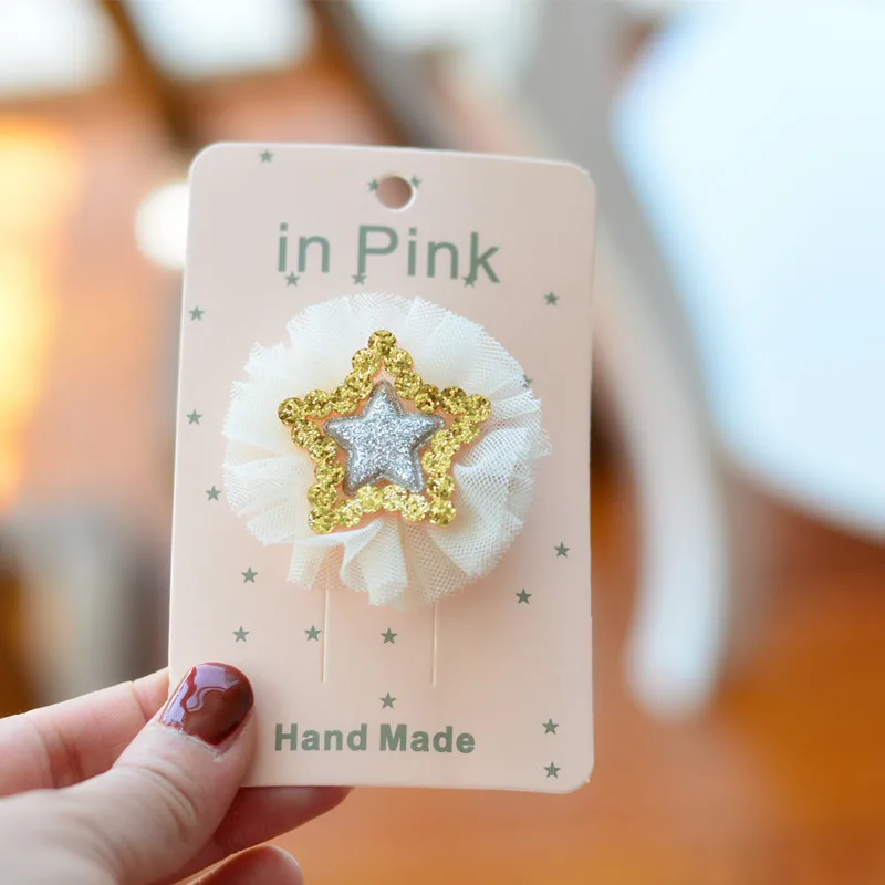 

Whole Wrapped Safety Hair Clips Sweet Solid Cute Star Hairpins for Kids Ribbon Hairgrips Hair Accessories A737
