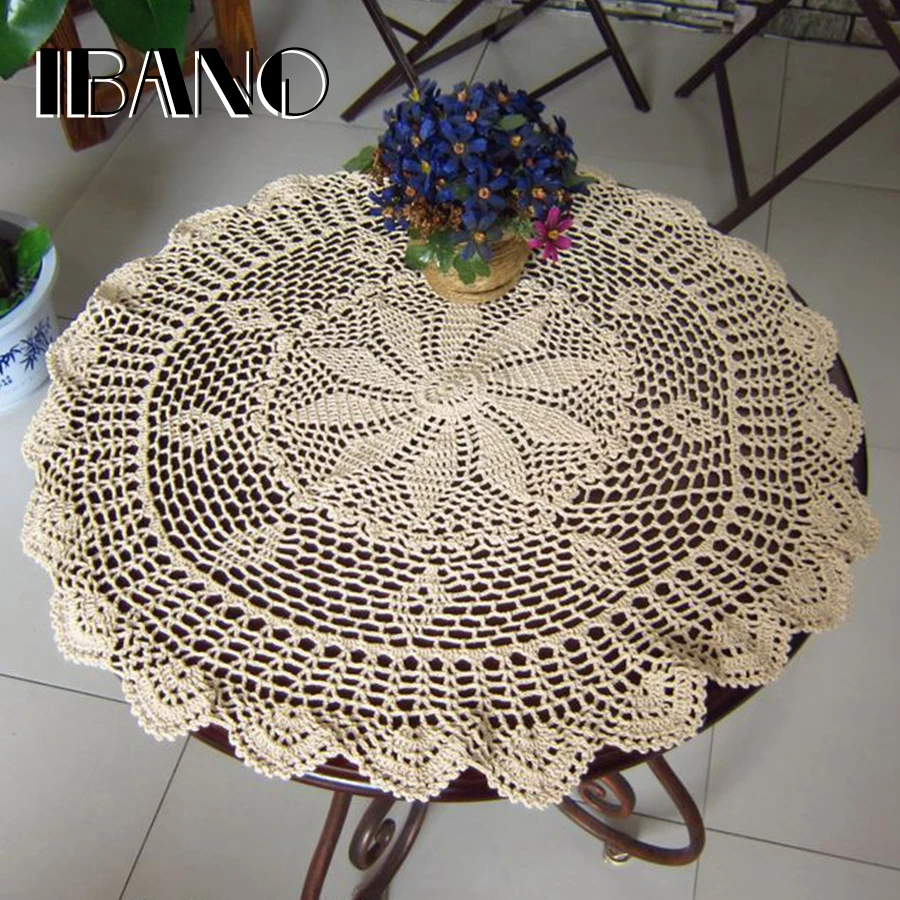 

70/76CM Round Vintage Crochet Coasters Cotton Lace Cup Mat Placemat Handmade Shabby Chic DIY Crocheted Table Cloth