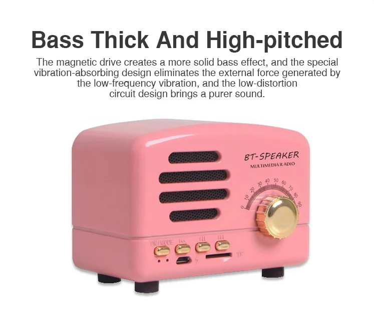 Retro Speaker Subwoofer Bass Mini Bluetooth Speaker Outdoor Portable Speaker with FM Radio Hands-Free For Phone PC Speaker (1)
