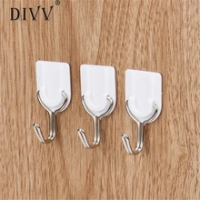Home Wider Hot Selling 6PCS Strong Adhesive Hook Wall Door Sticky Hanger Holder Kitchen Bathroom White Free Shipping