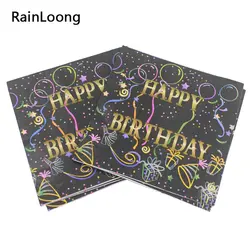 [Rainloong] черный с днем рождения Бумага салфетка с точка тканевая салфетка розовый поставка 33 см * 33 см 1 упак./лот