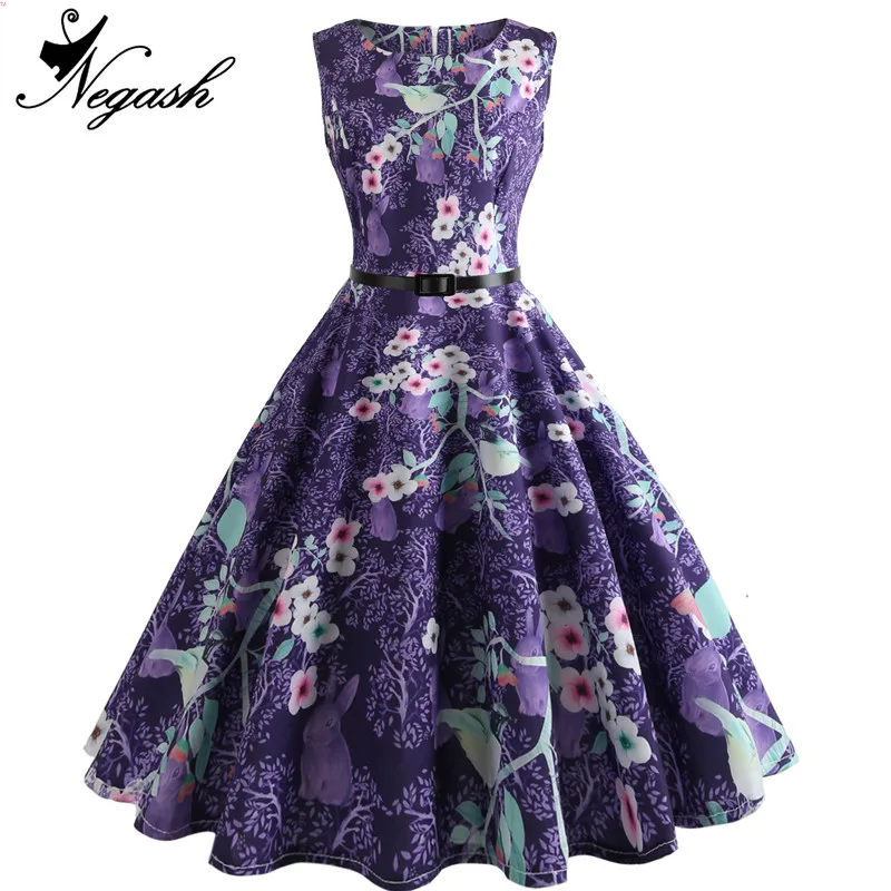 Summer Womens Dresses 2018 Casual Floral Retro Vintage 50s 60s Robe Rockabilly Swing Pinup Vestidos Valentines Day Party dress28 | Женская