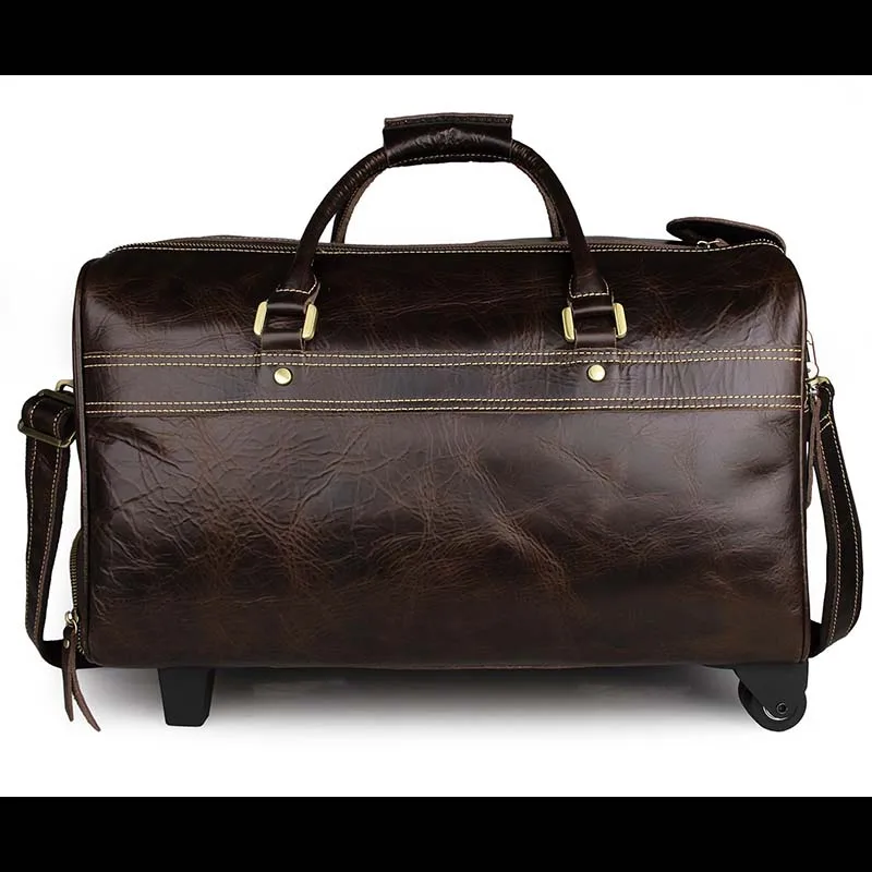 LeTrend, коричневые ретро сумки для путешествий из натуральной кожи, мужские деловые сумки на колёсиках, чемоданы, тележка, сумка для ноутбука