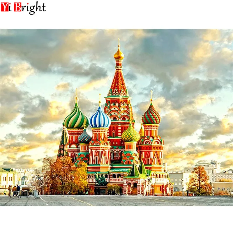 

Diamond Embroidery Scenery Full Square Diamond Painting Cross Stitch Building Pattern Kits DIY Needlework 5D Wall Art XY1