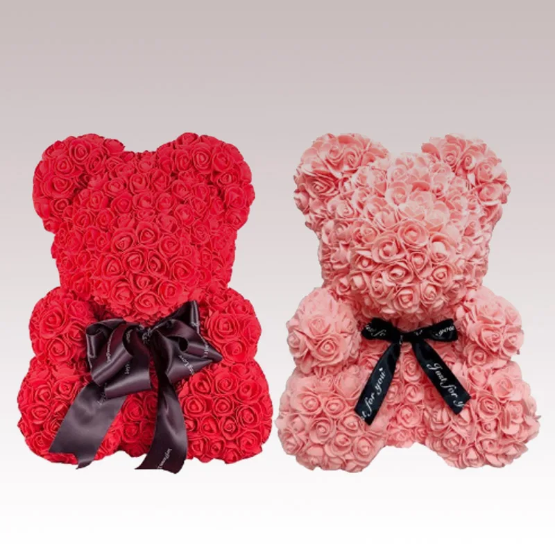 

Valentine's gift 1PCS 9/15/20/35cm Foam Rose Bear Mold DIY Artificial Rose Flower Bear Plastic Bear Roses Model Accessories Bag