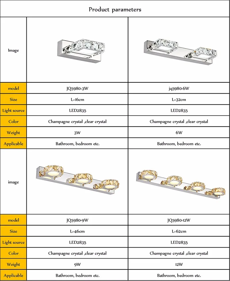 Современный хрустальный внутренний светодиодный настенный светильник для ванной комнаты, светильник для спальни, туалетный зеркальный светильник, настенное бра для коридора светильник ing 85-265 в