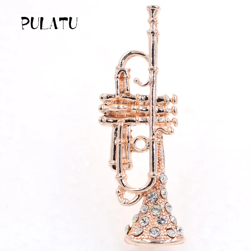 Pulatu, серия музыкальных инструментов, женские броши, Сакс, труба, скрипка, туба, стразы, инкрустация, вечерние принадлежности, брошь, булавки для шарфа - Окраска металла: Tuba