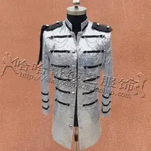 Multi-модель одежды мужчин блестки костюмы конструкции Сценические костюмы для певцов куртки мужские блейзеры Танцы звездный стиль черный серебристый