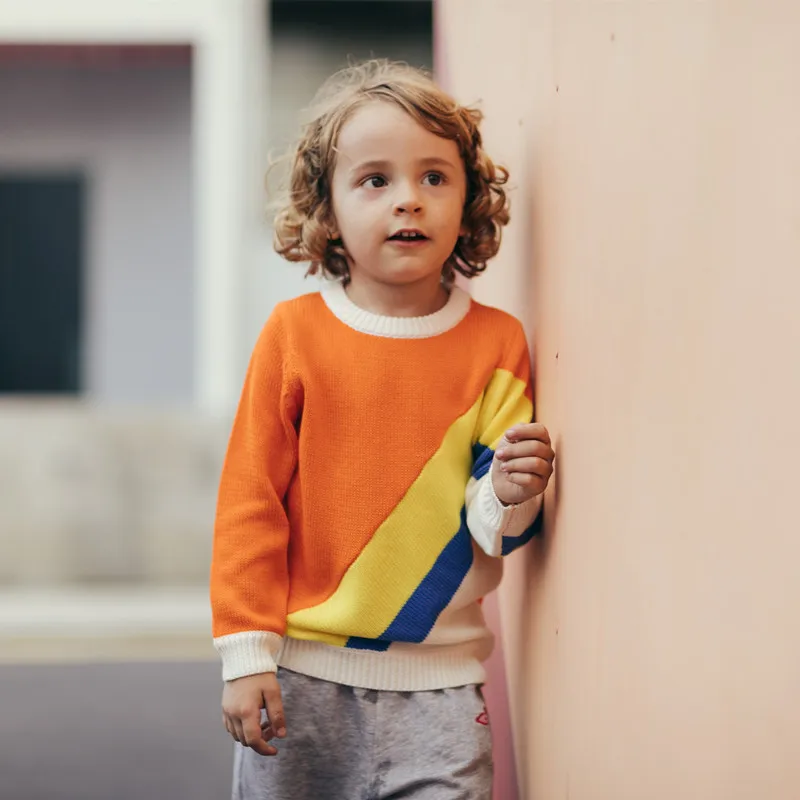 

BOBOZONE Rainbow striped sweater thin for boys girls summer autumn sweater