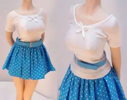 На заказ 1/6 женская рубашка и синяя юбка платье и пояс комплект одежды подходит для 12 дюймов PH кукла фигура