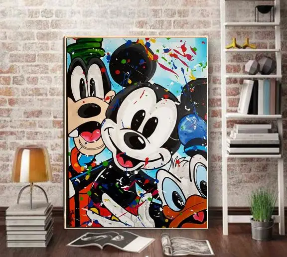 Граффити ручной работы pop brainwash art alec монополия на холсте Живопись хорошо для