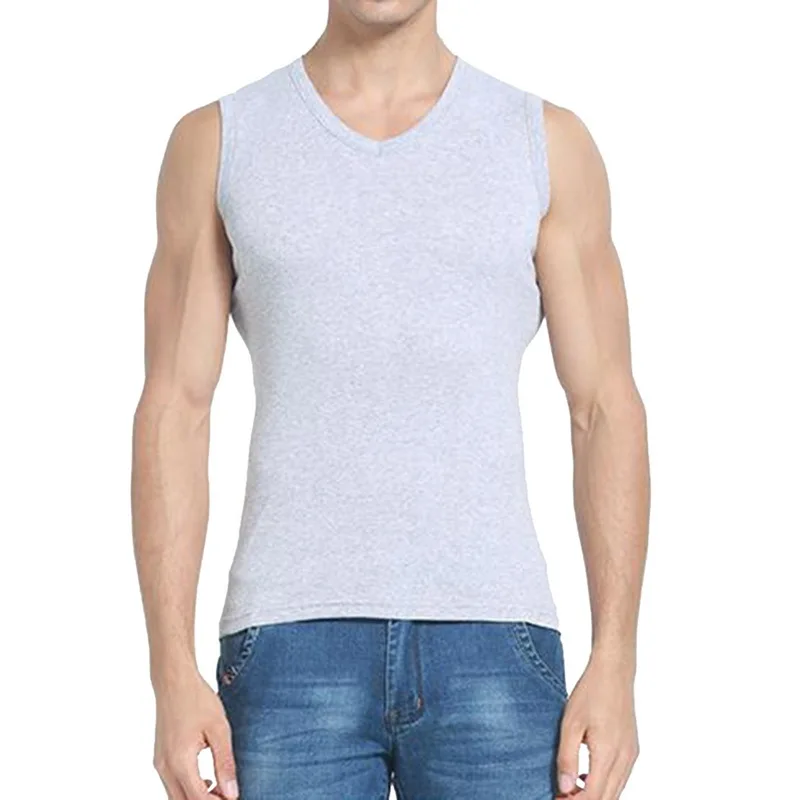

SHUJIN 2019 Summer Tank Top Slim Solid Sleeveless Bodybuilding Ropa Hombre V-Neck Cotton Gym Clothing Casual Fit Gym Tank Top