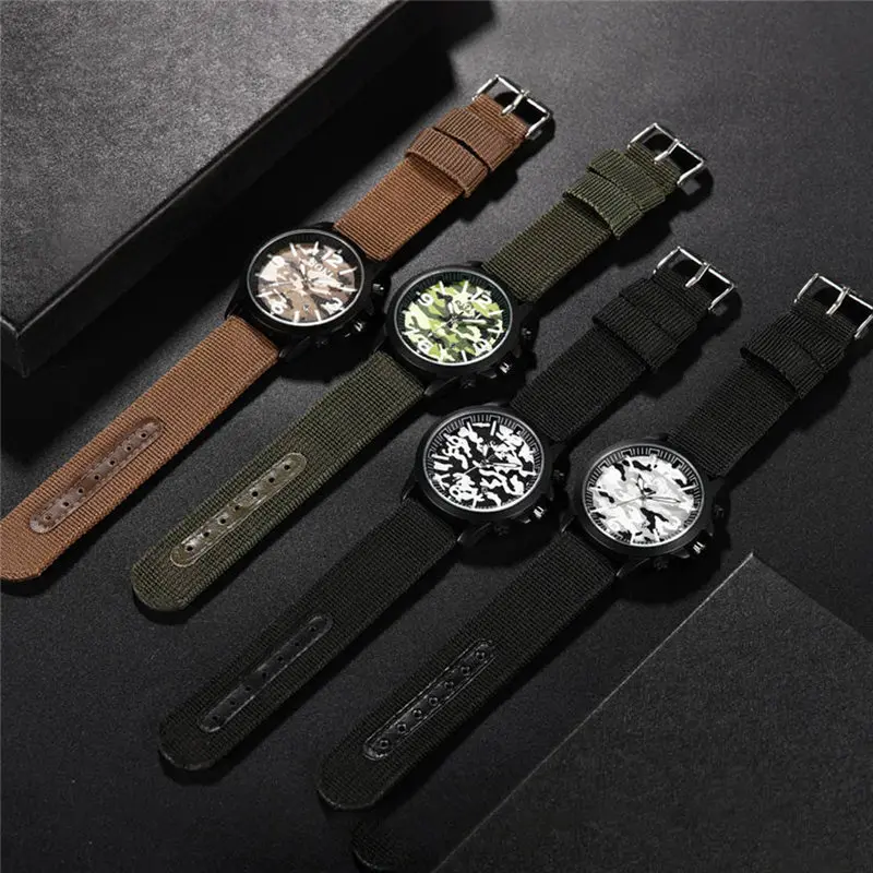 

SOKI Popular Outdoor Sports Camouflage Nylon Woven Strap Calendar Watch Male New Sport Watch Clock for Man 2019 Fashion Style