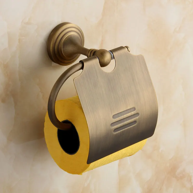 Antique Brush Solid Brass Toilet Paper Holder Luxury Simple Wall